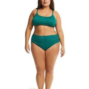 Time & Tru 3X WOMENS PLUS  2 Piece Bikini Green Gem Bralette Top And Bottom NEW